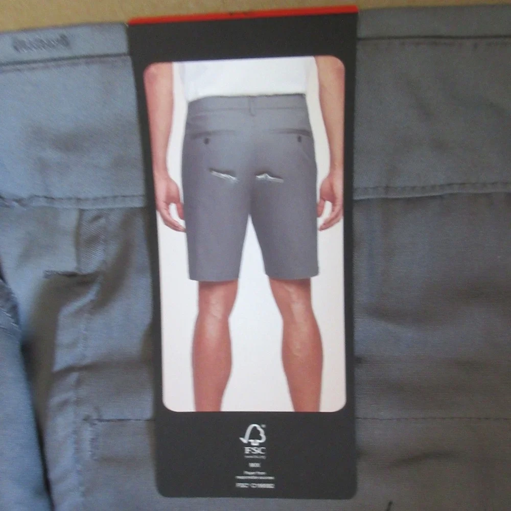 BANANA REPUBLIC Stretch Chino Shorts Mens 34 Gray Flat Front Quick Dry Grey NWT